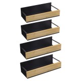 Cumpara ieftin Set 4 polite otel negru bambus maro Zober 2 x 27x8,5x7,5 cm, 2 x 29,5x9,5x7,5 cm