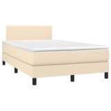 Cumpara ieftin Pat continental cu saltea, crem, 120x190 cm, textil