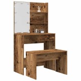 VidaXL Set de măsuță de toaletă cu LED Lemn vechi din lemn lemnos