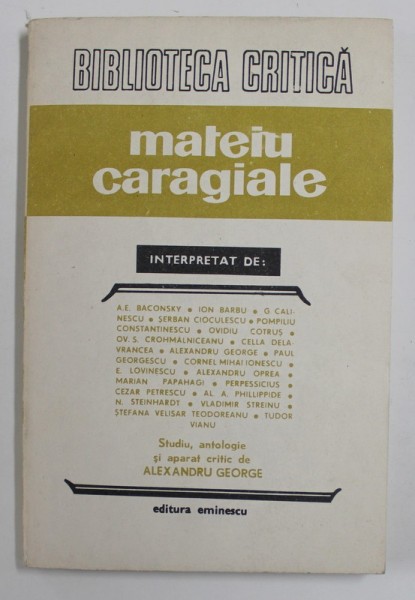 MATEIU CARGIALE INTERPRETAT DE : A.E. BACONSKY ...TUDOR VIANU , 1985