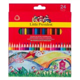 Set Creioane Colorate Triunghiulare, Little President, 24 Bucăți, Multicolor, Oem