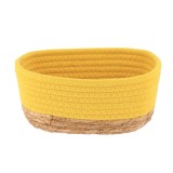 Coș Mic Rectangular Bumbac / Iarba De Mare 19X11X10 Cm &ndash; Galben / Bej | Organizatoare Baie