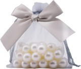 Set de 20 saculeti cu perle pentru marturii Creahaus, textil/plastic, gri/argintiu, 7 x 9 cm