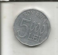 No(1) moneda-ROMANIA-5000 lei 2002 Aluminiu