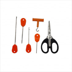 Set 6 piese pescuit, Regal Fish, crosete, burghiu, foarfeca, knot puller, porto