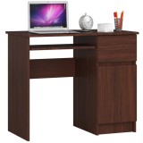 Birou computer PIKSEL, cu sertar, dulap si raft pentru tastatura, dreapta, 90x50x77 cm, maro wenge Household NewTrend