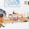 Set Masă Copii Multifuncțională vidaXL cu 2 Scaune, MDF, Tablă Albă/Cretă, 62x62x48 cm