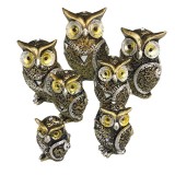 Cumpara ieftin Set 7 Statuete Bufnite Decorative Maro, Aspect Vintage, Rasina, 5-11 cm, Cadou Deosebit Aniversare