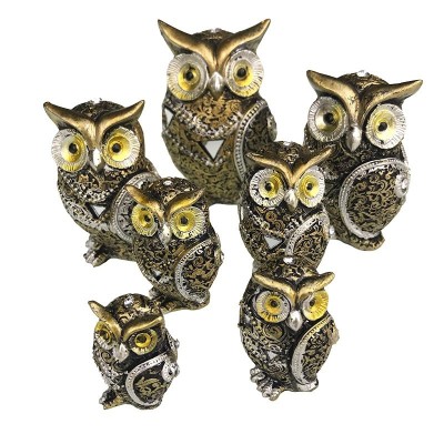 Statueta decorativa, Set 7 Bufnite, Maro, 11 cm, 840H foto