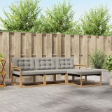vidaXL Set de canapele de exterior cu pernă 4 pcs Alb și gri deschis 3388557