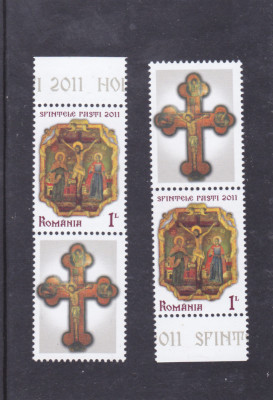 ROMANIA 2011 - SFINTELE PASTI, CU VINIETA SUS - JOS , MNH - LP 1893 foto