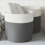 Coșuri de depozitare 2 buc. gri și alb &Oslash;28x28 cm bumbac