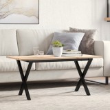 VidaXL Masă de cafea, cadru X, 90x40x45 cm, lemn masiv pin și Oţel