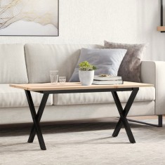 vidaXL Masă de cafea, cadru X, 90x40x45 cm, lemn masiv pin și Oţel 3282686