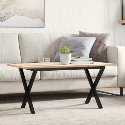 vidaXL Masă de cafea, cadru X, 90x40x45 cm, lemn masiv pin și Oţel 3282686 foto