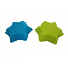 Set 2 forme din silicon pentru mini chec sau prajituri turnate, Albastru/Verde, 10 cm, 282COF