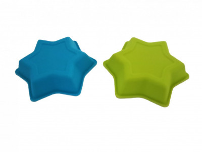 Set 2 forme din silicon pentru mini chec sau prajituri turnate, Albastru/Verde, 10 cm, 282COF foto