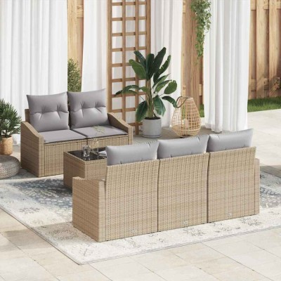 vidaXL Set de canapele pentru grădină 6 pcs Bej și gri 55 x 55 x 37 cm 3355269 foto
