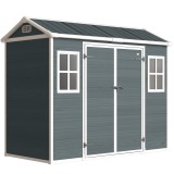 Outsunny Magazie pentru scule 2,77 m&sup2;, magazie cu aspect lemn 2 ferestre ușă dublă ventilație pardoseală &icirc;ncuietoare mănuși | Aosom Romania