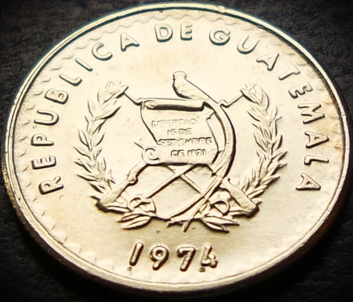 Moneda exotica 5 CENTAVOS - GUATEMALA, anul 1974 * cod 861 = A.UNC