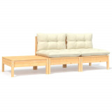 Set mobilier gradina cu perne crem, 3 piese, lemn masiv de pin GartenMobel Dekor, vidaXL