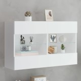 Cumpara ieftin Comodă TV de perete cu lumini LED, alb, 98,5x30x60,5 cm