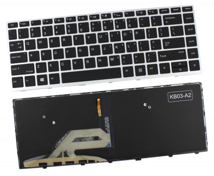 Tastatura HP Neagra ProBook 640 G5 cu Rama Argintie iluminata backlit