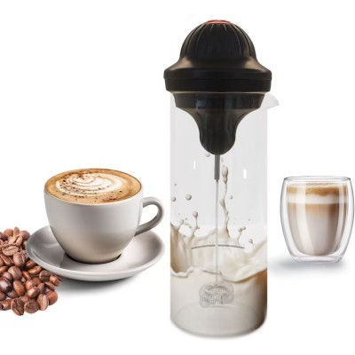 Spumator de lapte electric de ultima generatie, mixer cu cap dublu imbunatatit, functioneaza cu baterii, aparat de spumat lapte cu un singur buton, pe foto