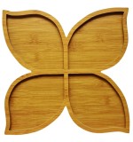 Platou bambus, 4 compartiment, 29x29 cm