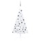 vidaXL Jumătate brad Crăciun artificial cu set globuri, alb, 120 cm 3077654