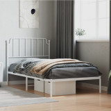VidaXL Cadru de pat metalic cu tăblie, alb, 100x190 cm