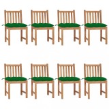 Set 8 Scaune Gradina cu Perne vidaXL, Lemn Tec, 50x53x90cm, Verde