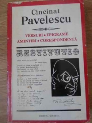 VERSURI, EPIGRAME, AMINTIRI, CORESPONDENTA-CINCINAT PAVELESCU-174340 foto