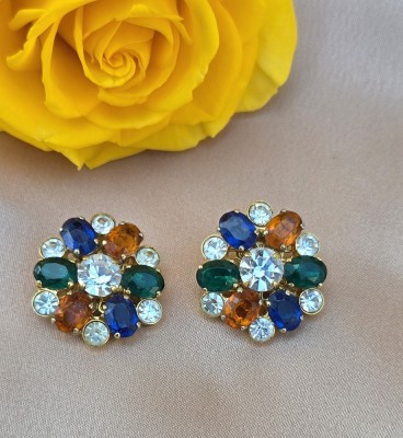 CERCEI CLIPS DIN METAL DECORATI CU CRISTALE COLORATE foto