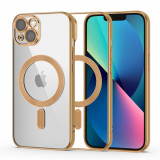 Husa Tech-Protect Magshine MagSafe pentru Apple iPhone 13 Auriu, Transparent, Silicon, Carcasa