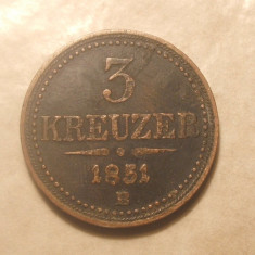 AUSTRIA 3 KREUZER 1851 B MONEDA MARE SI FRUMOASA