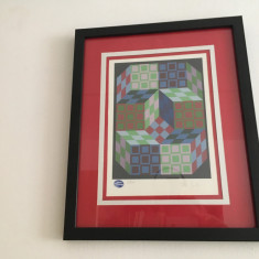 Victor Vasarely, Serigrafie- ștampila editor, numerotata 1/40 semnată înrămată