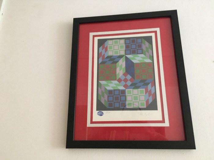 Victor Vasarely, Serigrafie- ștampila editor, numerotata 1/40 semnată &icirc;nrămată