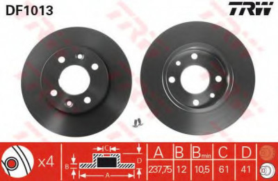 Disc frana DACIA SANDERO (2008 - 2016) TRW DF1013 foto