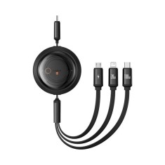 CABLU alimentare si date Baseus Free2Draw, Fast Charging Data Cable,retractabil universal,USB Type-C la USB Type-C,micro USB si Lightning 100W,1.1m,ne