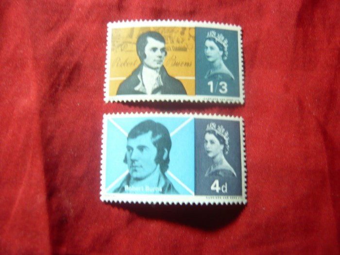 Serie Marea Britanie 1966 - Personalitati - Aniversare Robert Burns , 2 valori