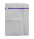 Set 3 saculeti de protectie rufe delicate, Dreptunghiulari, Alb, Fermoar inchidere colorat, 22 x 31 cm