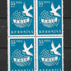 ROMANIA 1958 - AL IV-LEA CONGRES AL FEMEILOR VIENA, BLOC, MNH - LP 455