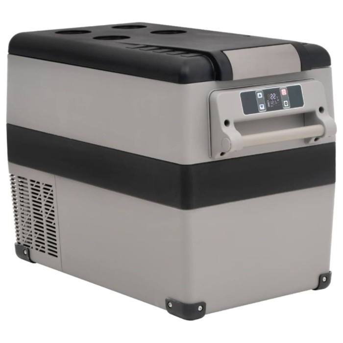 vidaXL Ladă frigorifică cu m&acirc;ner, negru și gri, 35 L, PP și PE 51787