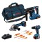 Bosch Set Combi 18V GSB18V-65 + GWS18V-11 + GBH18V‑24C + 3xGBA 18V 5.0Ah + GAL18V-40 + Set 7 scule ProAdvanced PowerfulTools