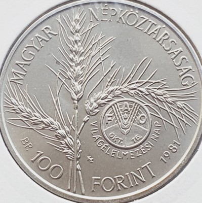 2801 Ungaria 100 Forint 1981 FAO &amp;ndash; World Food Day km 621 foto