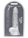 Dildo Loving Joy, cu testicule, Transparent, 19 cm