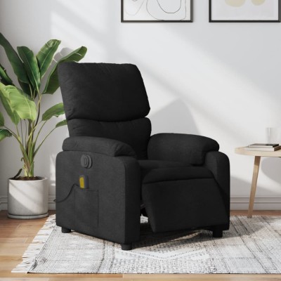 vidaXL Fotoliu electric de masaj rabatabil, negru, textil foto