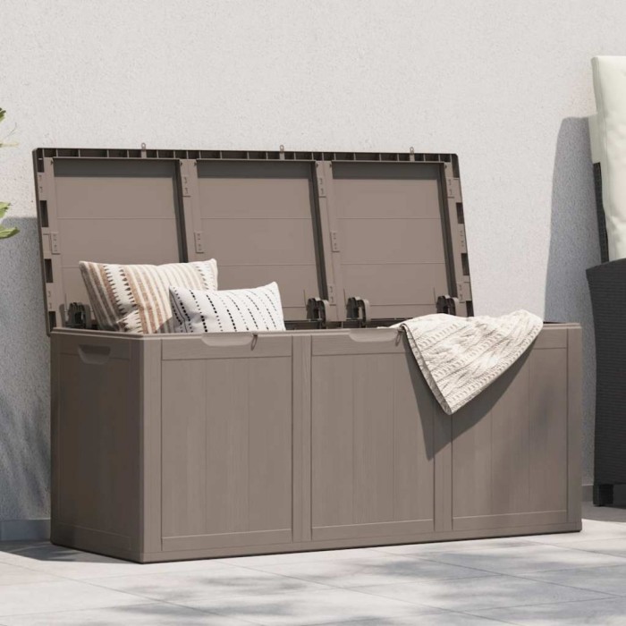 vidaXL Cutie de depozitare pentru grădină, maro, 270L, aspect de lemn din PP 151232