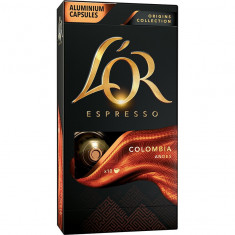 Capsule cafea L&#039;OR Espresso Columbia, intensitate 8, 10 bauturi x 40 ml, compatibile cu sistemul Nespress® , 10 capsule aluminiu